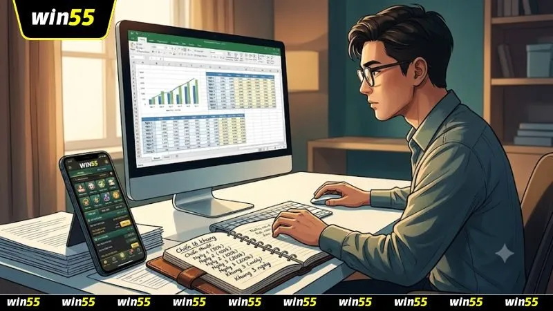Bảng kế hoạch tài chính chi tiết thể hiện kinh nghiệm chia vốn khi nuôi lô khung hiệu quả trên màn hình máy tính.