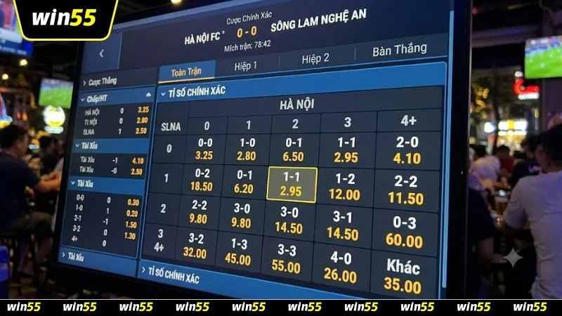Bảng hiển thị các con số dự đoán kết quả trận đấu để làm rõ kèo tỷ số đúng là gì cho người mới bắt đầu