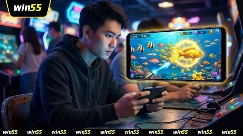 Game thủ đang tập trung áp dụng mẹo canh thời điểm cá ra theo đợt để săn cá lớn trên màn hình máy tính