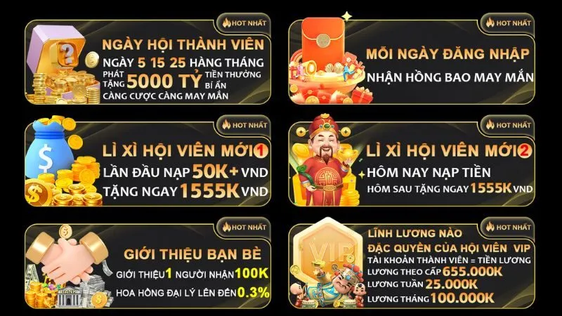 Giao diện trang chủ hiển thị các chương trình khuyến mãi WIN55 hấp dẫn dành cho người chơi