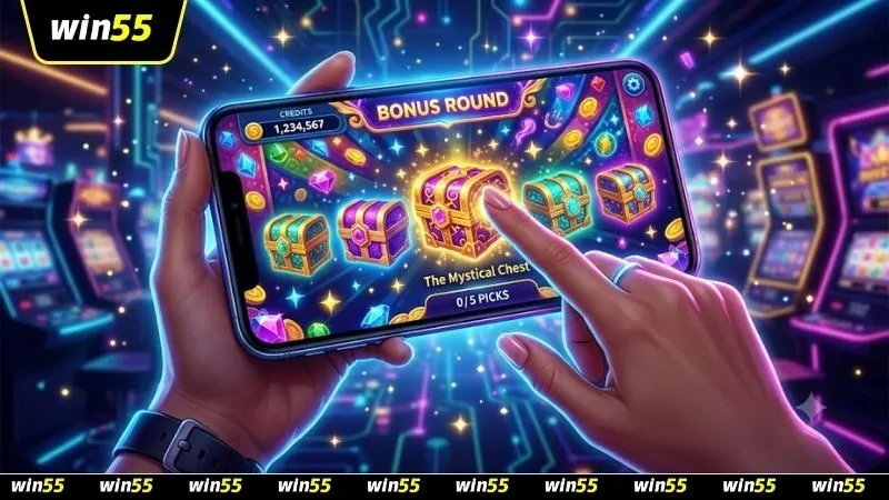 Người chơi đang thực hiện chiến thuật chọn ô quà trong bonus game trong slot là gì cách kích hoạt hiệu quả