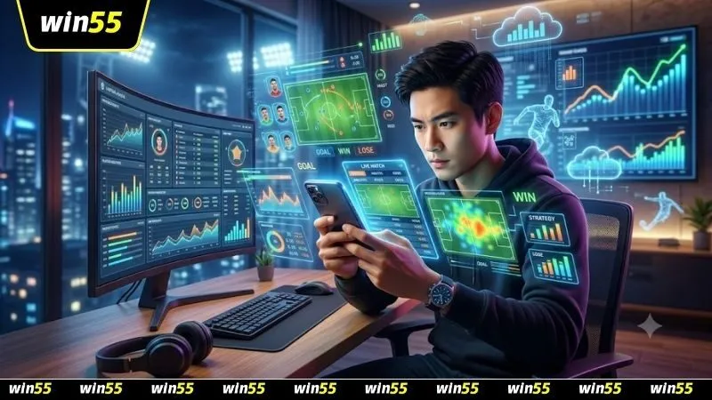 Người chơi phân tích dữ liệu và thuật toán trước khi đặt cược kèo phạt góc bóng đá ảo